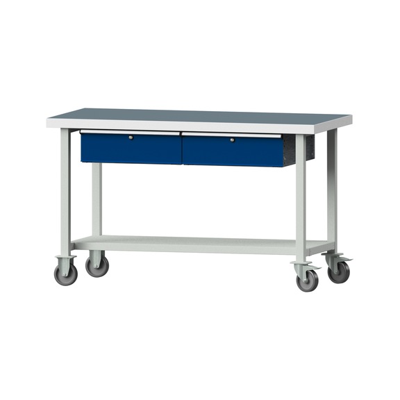 Work table, model 65, UBP 50 mm, RAL 7035/RAL 5010, 900 x 1500 x 700 mm - Working table 1500 mm movable