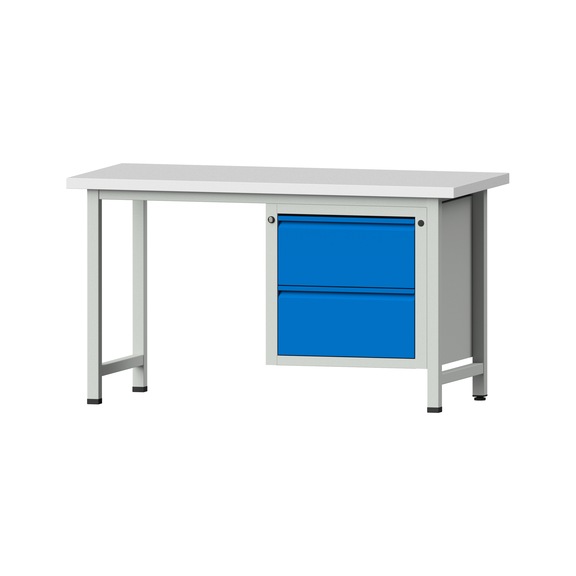 Combination workbench E 1500/2000 mm - 1UB, model 711, KSP 40 mm, RAL 7035/RAL 5012 - Combination workbench E 1500 mm