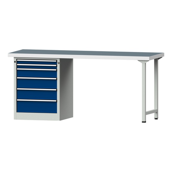 Combination workbench V/T-BL1500/2000 mm Model 832 UBP 50 mm RAL 7035/5010, 900 x 2000 x 700 - Combination workbench 2000 mm models 821 VH - 850 VH