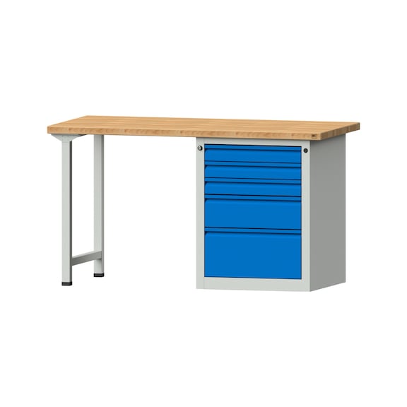 Kombiwerkbank E 1500/2000 mm, Modell 808, BMP 40 mm, RAL 7035/RAL 5012 - Kombiwerkbank E 1500 mm