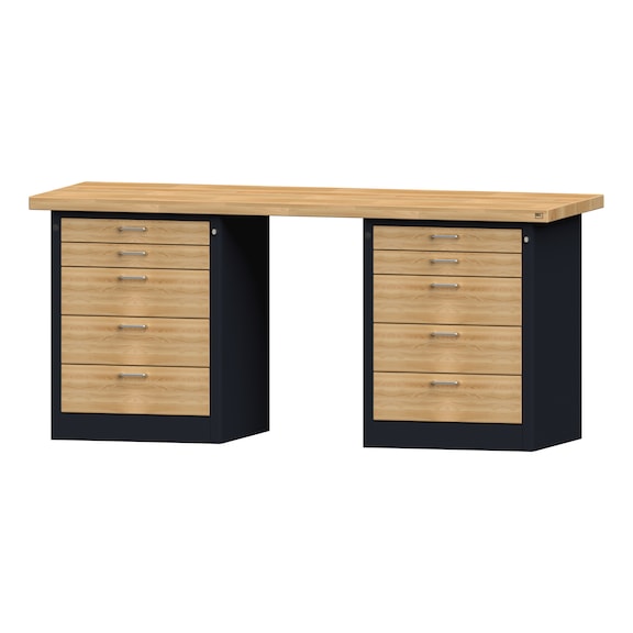 Kombiwerkbank V/T-BL2000mm-2 Blöcke Modell 850 BMP 50 mm RAL 7016, 900x2000x700 - Kombiwerkbank V - BL 2000 mm Modelle 821 VH - 850 VH