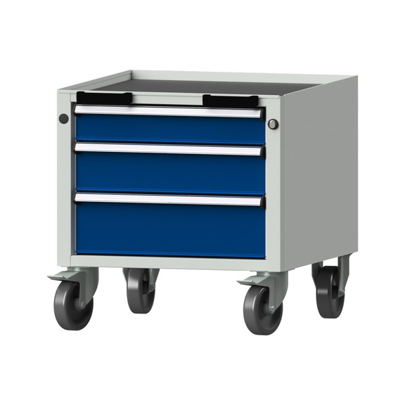 Roll container V/T - KS, model 18, storage tray, RAL 7035/RAL 5010, height 570 mm - Workshop trolley
