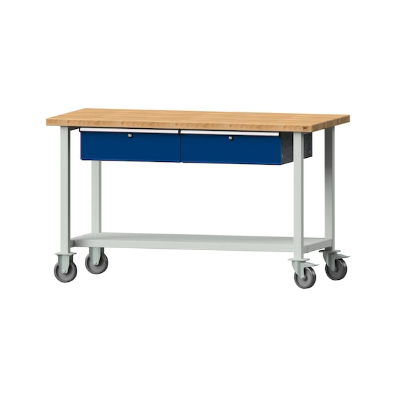 Work table, model 65, BMP 40 mm, RAL 7035/RAL 5010, 890 x 1500 x 700 mm - Working table 1500 mm movable