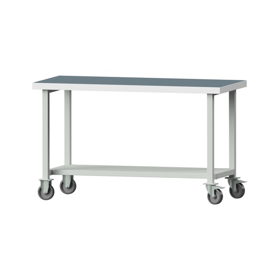 Arbeitstisch, Modell 61, UBP 50 mm, RAL 7035, 900 x 1500 x 700 mm - Arbeitstisch 1500 mm fahrbar