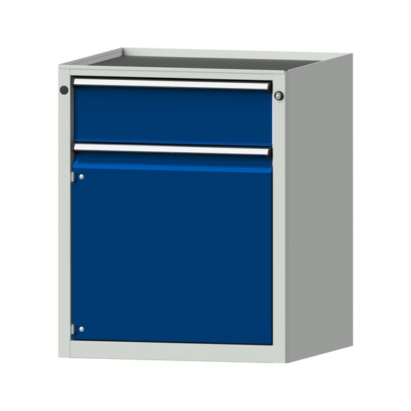 Side cabinet BL, model 102, storage tray, RAL 7035/RAL 5010, height 800 mm - Workshop cupboard