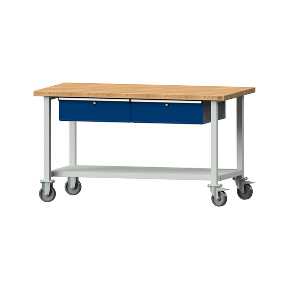 Work table, model 165, BMP 40 mm, RAL 7035/RAL 5010, 840 x 1500 x 800 mm - Working table 1500 mm movable