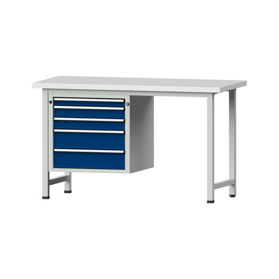 Combination workbench V/T-BL1500/2000 mm Model 703 KSP 40 mm RAL 7035/5010, 890 x 1500 x 700 - Combination workbench 1500 mm models 501 V - 709 V