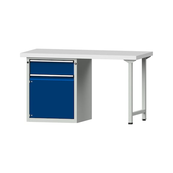 Combination workbench V/T-BL1500/2000 mm Model 801 KSP 50 mm RAL 7035/5010, 850 x 1500 x 700 - Combination workbench 1500 mm models 801 V - 808 VH