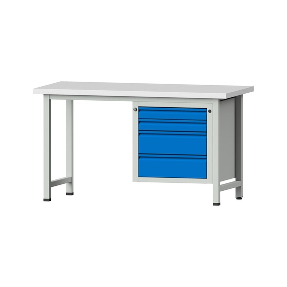 Combination workbench E 1500/2000 mm - 1UB, model 707, KSP 40 mm, RAL 7035/RAL 5012 - Combination workbench E 1500 mm