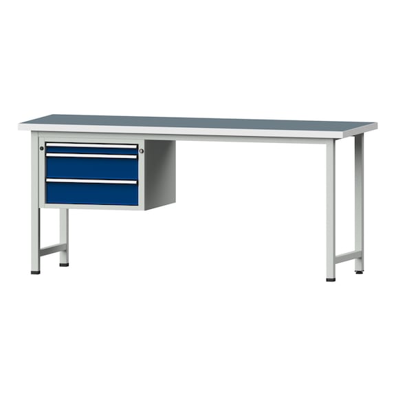 Combination workbench V/T-BL1500/2000 mm Model 622 UBP 40 mm RAL 7035/5010, 890 x 2000 x 700 - Combination workbench 2000 mm models 521 V - 726 V