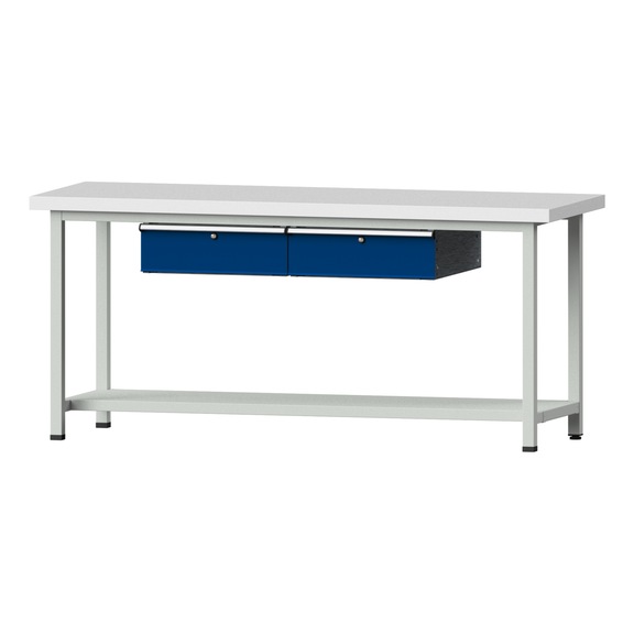 Work table, model 75, KSP 50 mm, RAL 7035/RAL 5010, 900 x 2000 x 700 mm - Working table 2000 mm static