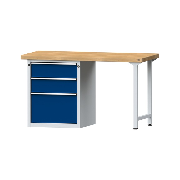 Combination workbench V/T-BL1500/2000 mm Model 803 BMP 50 mm RAL 7035/5010, 850 x 1500 x 700 - Combination workbench 1500 mm models 801 V - 808 VH