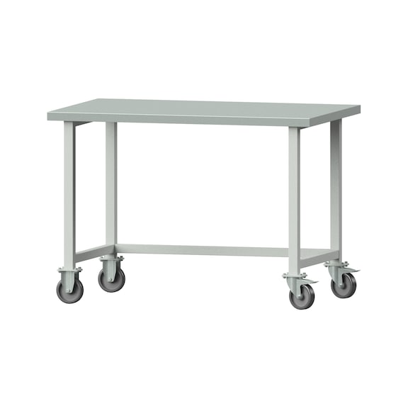 Work table, model 140, ZBP 40 mm, RAL 7035, 890 x 1270 x 800 mm - Working table 1270 mm movable