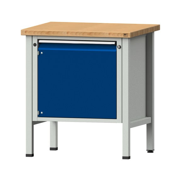Box workbench V/T-BL 800 mm, model 12, BMP 40 mm, RAL 7035/5010, 890x800x700 - Cabinet workbench 1 block
