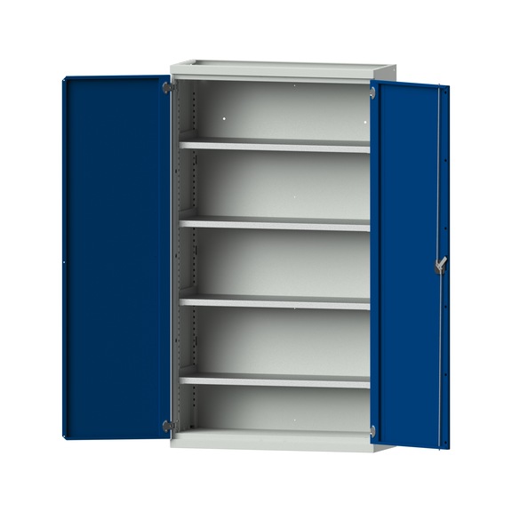 Heavy-duty cabinet T400mm - H1950mm, model 101, RAL 7035/RAL 5010, 620.009.0001 - Workshop cupboard