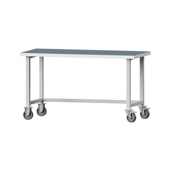 Arbeitstisch, Modell 60, UBP 40 mm, RAL 7035, 840 x 1500 x 700 mm - Arbeitstisch 1500 mm fahrbar