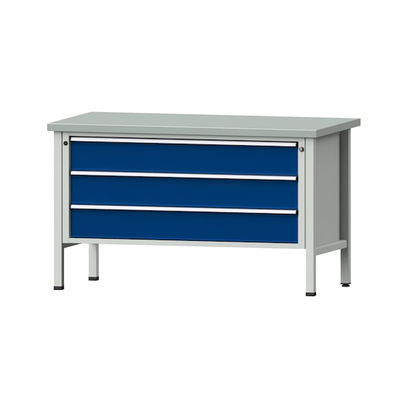 Box workbench VX 1500 mm, model 18, ZBP 40 mm, RAL 7035/RAL 5010, 890x1500x800 - Cabinet workbench V - X 1500 mm 1 block