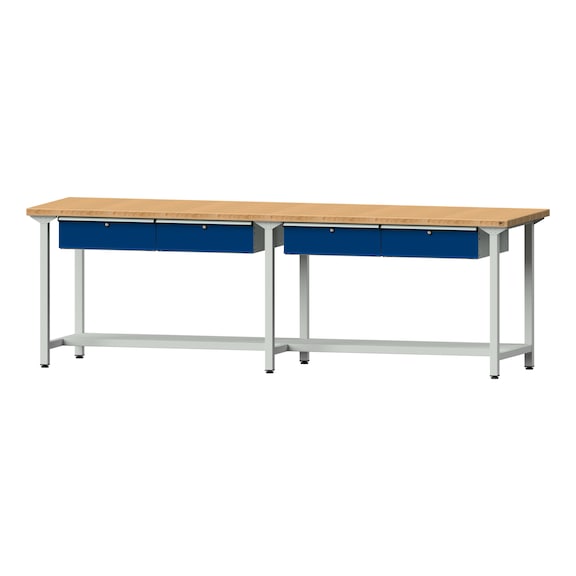 Work table, model 195, BMP 40 mm, RAL 7035/RAL 5010, 890 x 2800 x 800 mm - Working table 2800 mm static