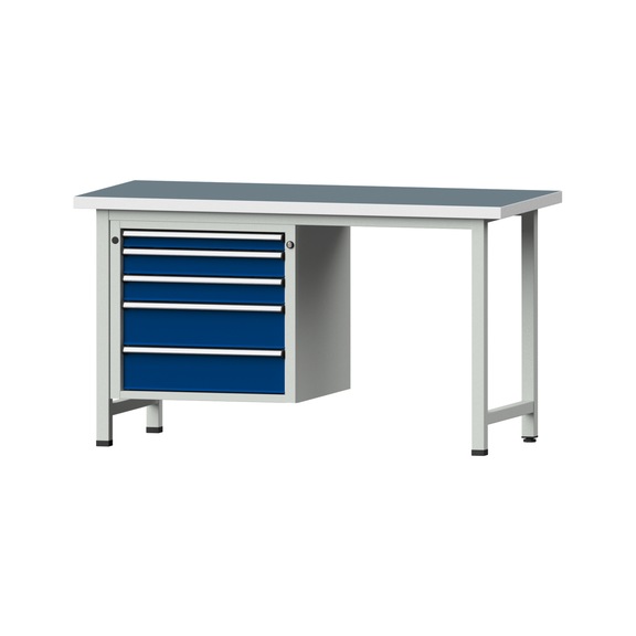 Combination workbench V/T-BL1500/2000 mm Model 703 UBP 40 mm RAL 7035/5010, 840 x 1500 x 700 - Combination workbench 1500 mm models 501 V - 709 V