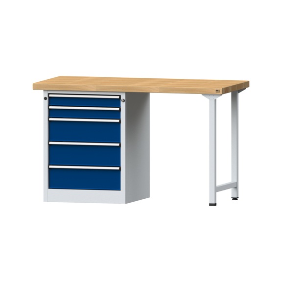 Combination workbench V/T-BL1500/2000 mm Model 810 BMP 50 mm RAL 7035/5010, 900 x 1500 x 700 - Combination workbench 1500 mm models 809 V - 816 V