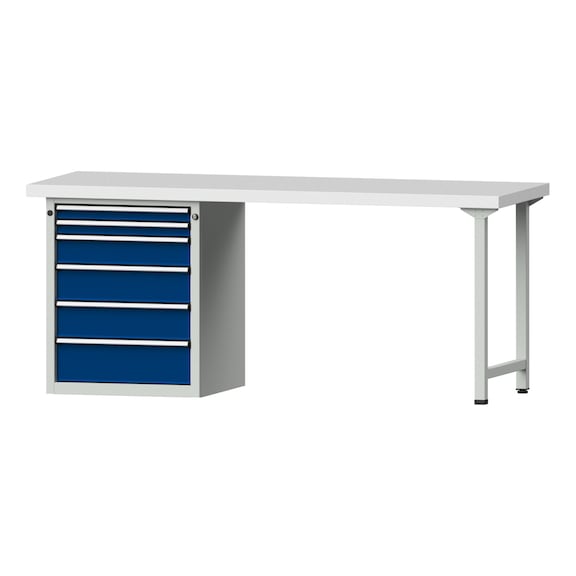 Combination workbench V/T-BL1500/2000 mm Model 832 KSP 50 mm RAL 7035/5010, 850 x 2000 x 700 - Combination workbench 2000 mm models 821 VH - 850 VH