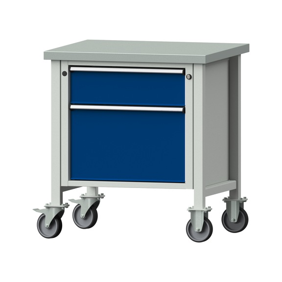 Box workbench V/T-BL 800 mm, model 55, ZBP 40 mm, RAL 7035/5010, 890x800x700 - Cabinet workbench 1 block