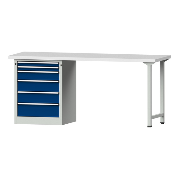 Combination workbench V/T-BL1500/2000 mm Model 832 KSP 40 mm RAL 7035/5010, 890 x 2000 x 700 - Combination workbench 2000 mm models 821 VH - 850 VH