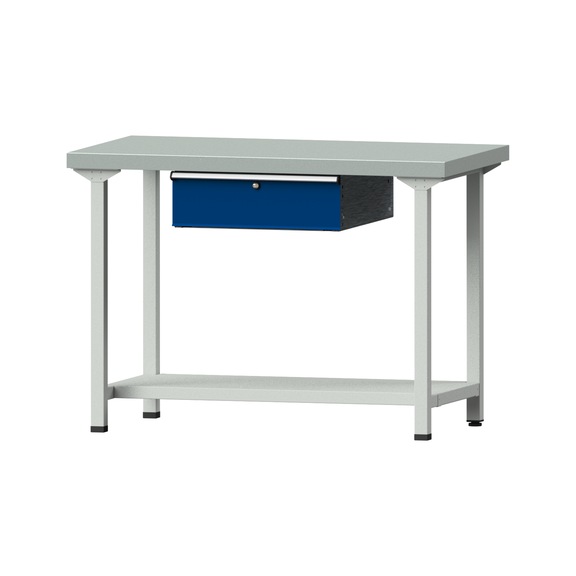Work table, model 33, ZBP 50 mm, RAL 7035/RAL 5010, 900 x 1270 x 700 mm - Working table 1270 mm static