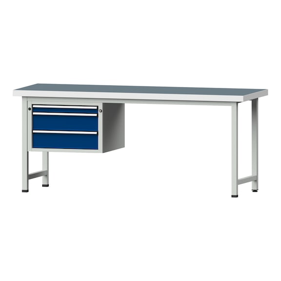 Combination workbench V/T-BL1500/2000 mm Model 622 UBP 50 mm RAL 7035/5010, 850x2000x700 - Combination workbench 2000 mm models 521 V - 726 V