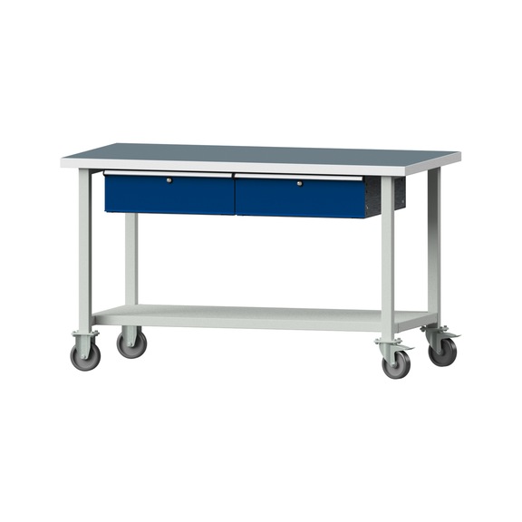 Work table, model 165, UBP 40 mm, RAL 7035/RAL 5010, 890 x 1500 x 800 mm - Working table 1500 mm movable