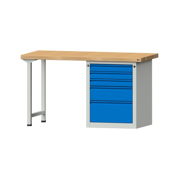 Combination workbench E 1500/2000 mm, model 808, BMP 50 mm, RAL 7035/RAL 5012 - Combination workbench E 1500 mm