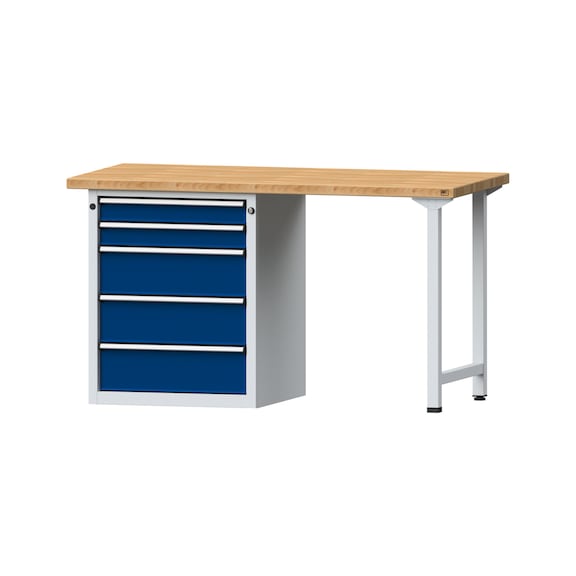 Combination workbench V/T-BL1500/2000 mm Model 810 BMP 40 mm RAL 7035/5010, 840 x 1500 x 700 - Combination workbench 1500 mm models 809 V - 816 V