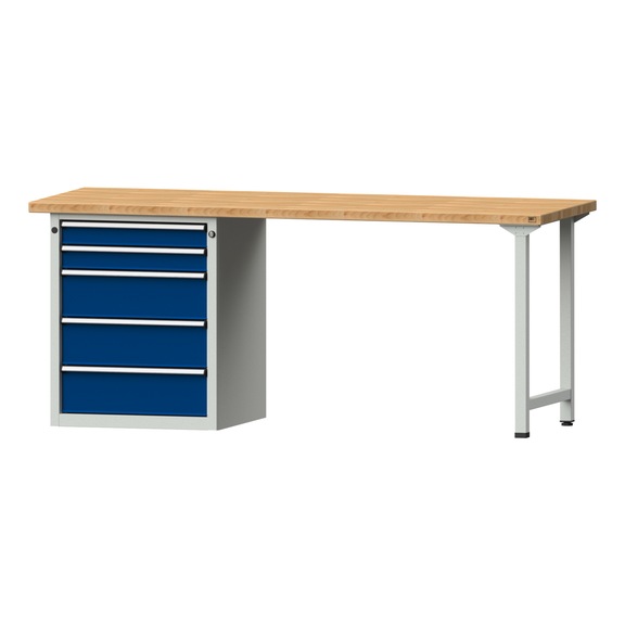 Kombiwerkbank V/T-BL1500/2000 mm Modell 830 BMP 40mm RAL 7035/5010, 840x2000x700 - Kombiwerkbank V - BL 2000 mm Modelle 821 VH - 850 VH