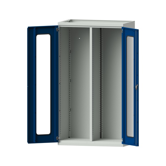 Schwerlastschrank T630mm - H1950mm, Modell 200, RAL 7035/RAL 5010, 620.011.0041 - Werkstattschrank