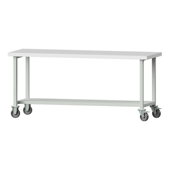 Arbeitstisch, Modell 81, KSP 50 mm, RAL 7035, 900 x 2000 x 700 mm - Arbeitstisch 2000 mm fahrbar
