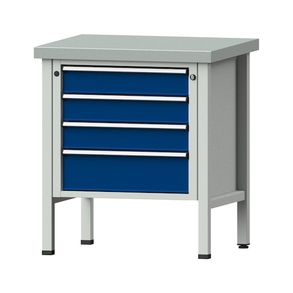 Box workbench V/T-BL 800 mm, model 25, ZBP 50 mm, RAL 7035/5010, 900x800x700 - Cabinet workbench 1 block