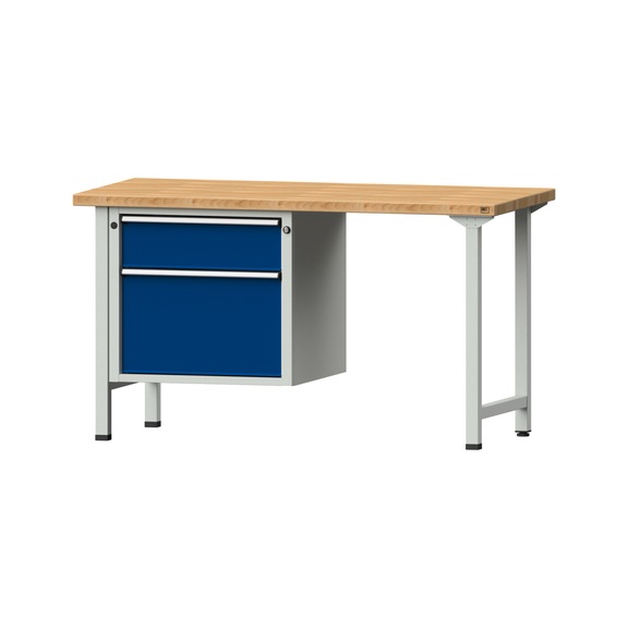 Combination workbench V/T-BL1500/2000 mm Model 701 BMP 40 mm RAL 7035/5010, 840 x 1500 x 700 - Combination workbench 1500 mm models 501 V - 709 V