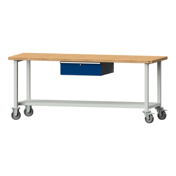 Work table, model 83, BMP 40 mm, RAL 7035/RAL 5010, 840 x 2000 x 700 mm - Working table 2000 mm movable