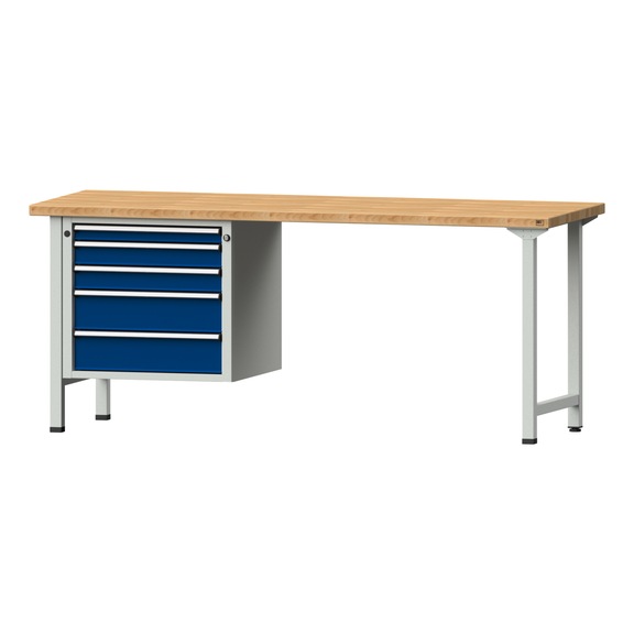 Combination workbench V/T-BL1500/2000 mm Model 723 BMP 40 mm RAL 7035/5010, 840 x 2000 x 700 - Combination workbench 2000 mm models 521 V - 726 V