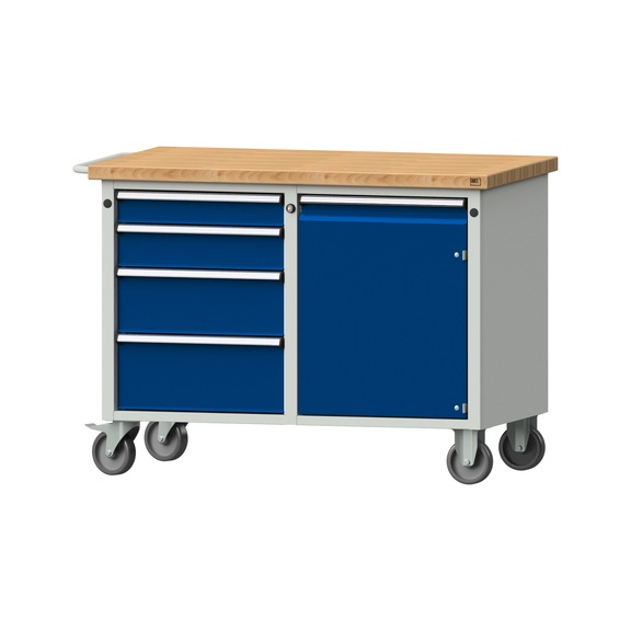 Werkstattwagen V/T, Modell 215, BMP 40 mm, RAL 7035/RAL 5010, Höhe 850 mm - Werkstattwagen