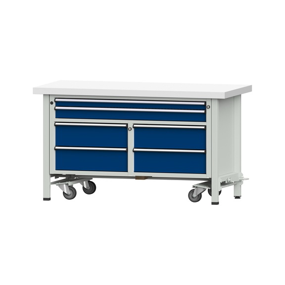 Box workbench 1500 3-piece housing model 255 KSP 50 mm 7035/5010 850x1500x700 - Cabinet workbench 2 blocks 1500 3-piece