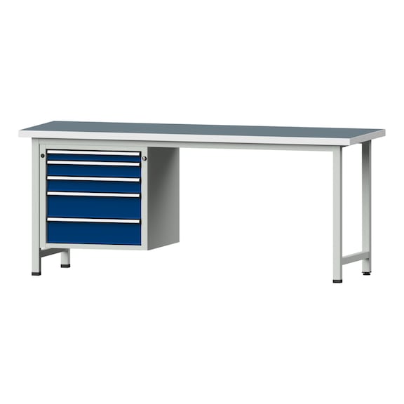 Kombiwerkbank V/T-BL1500/2000 mm Modell 723 UBP 40mm RAL 7035/5010, 840x2000x700 - Kombiwerkbank V - BL 2000 mm Modelle 809 V - 816 V