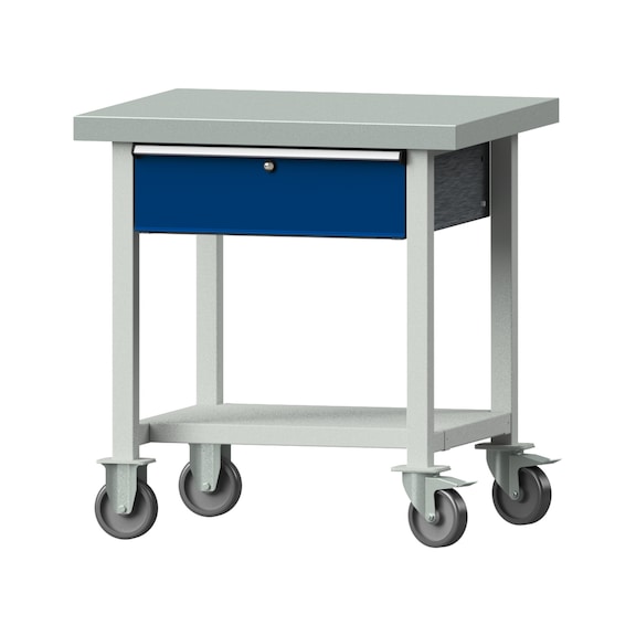 Work table, model 23, ZBP 50 mm, RAL 7035/RAL 5010, 850 x 800 x 700 mm - Working table 800 mm movable