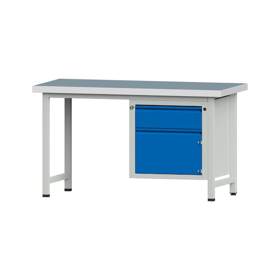 Combination workbench E 1500/2000 mm - 1UB, model 701, UBP 50 mm, RAL 7035/RAL 5012 - Combination workbench E 1500 mm