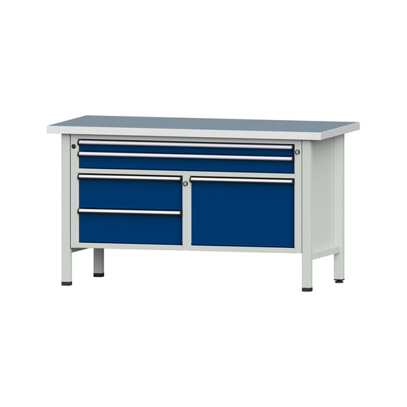 Kastenwerkbank 1500 3-teilig Gehäuse Modell 253 UBP 40 mm 7035/5010 840x1500x700 - Kastenwerkbank V - BL 2 Blöcke 1500 3-teilig