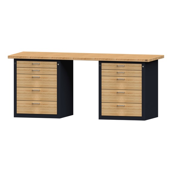 Combination workbench V/T-BL2000mm-2 blocks Model 850 BMP 40 mm RAL 7016, 840x2000x700 - Combination workbench 2000 mm models 821 VH - 850 VH