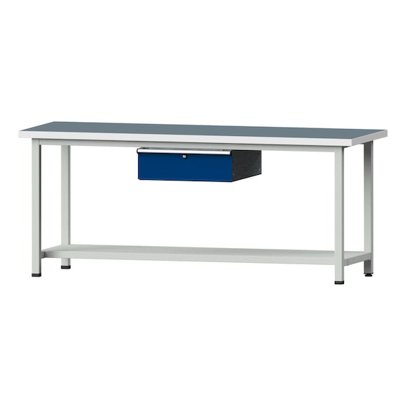 Work table, model 73, UBP 40 mm, RAL 7035/RAL 5010, 840 x 2000 x 700 mm - Working table 2000 mm static