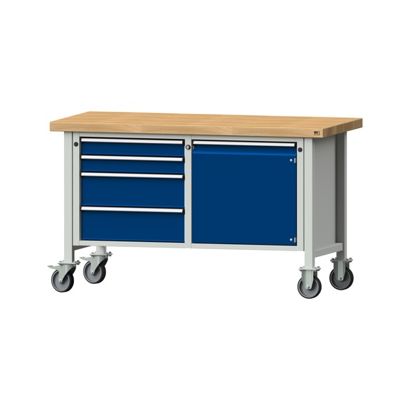 Box workbench V/T-BL 1500 mm, model 131 BMP 50 mm, RAL 7035/5010, 900x1500x700 - Cabinet workbench 2 blocks models 103 - 209