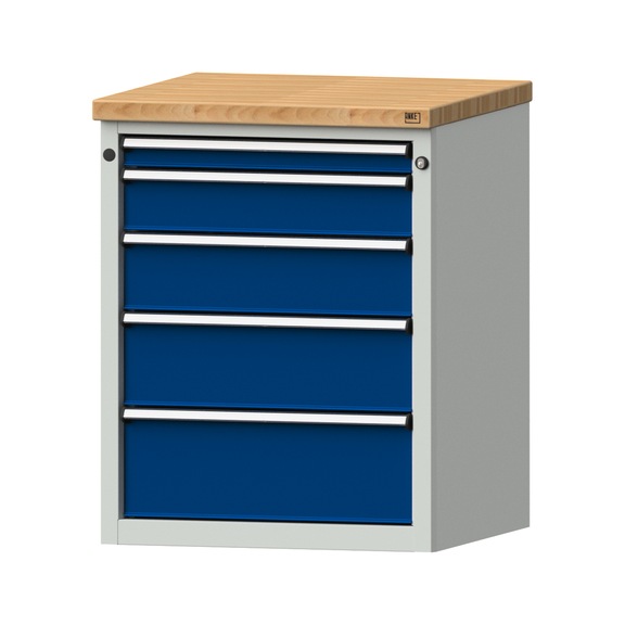 Side cabinet BL, model 106, BMP 40 mm, RAL 7035/RAL 5010, height 840 mm - Workshop cupboard