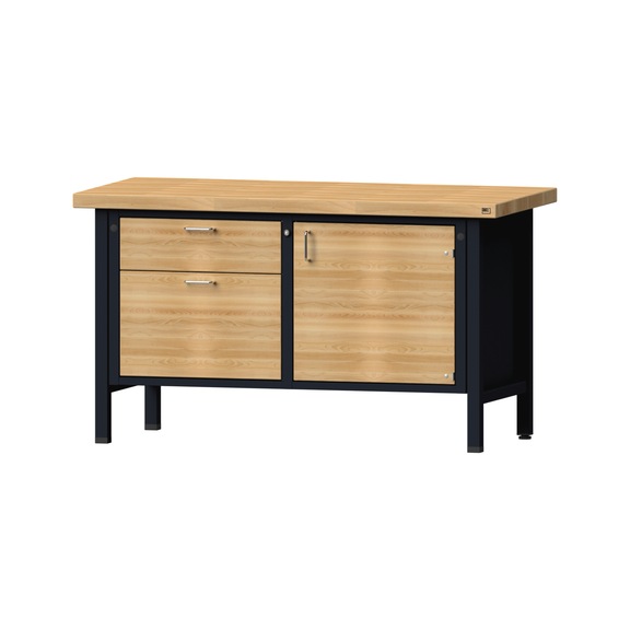 Box workbench V/T-BL 1500 mm, model 232, BMP 50 mm, RAL 7016, 850x1500x700 mm - Cabinet workbench 2 blocks models 216 - 409